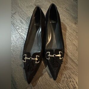 Stuart Weitzman Black Flats with Gold Accents